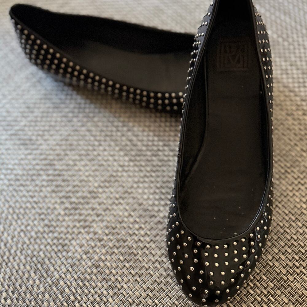 POUR LE VICTOIRE Genuine leather studded ballet flats 9.5 black whimsigoth
